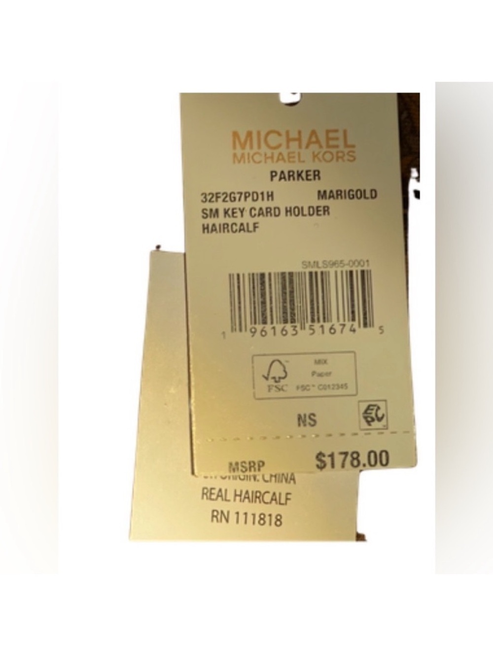 Michael Kors Parker Small Key Card Holder tigerprint calf hair marigold colorNWT - Picture 3 of 6